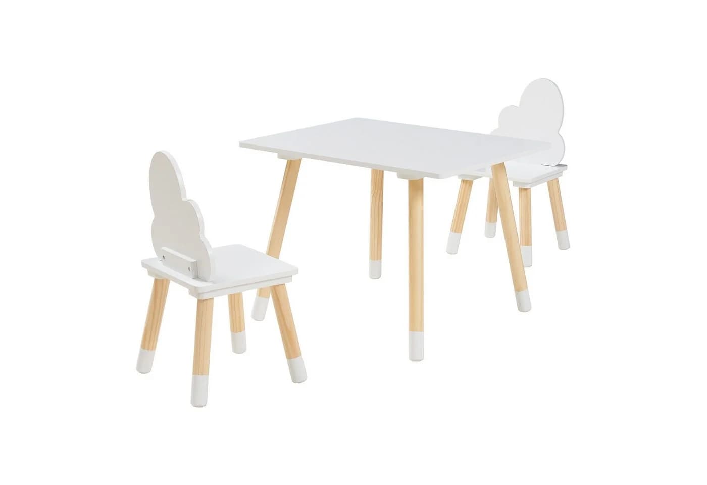 en.casa Kindersitzgruppe 3-tlg. »Hovle« Weiß Wolken-Design MDF Kiefernholz - Bild 2