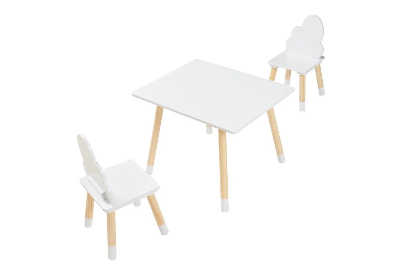 en.casa Kindersitzgruppe 3-tlg. »Hovle« Weiß Wolken-Design MDF Kiefernholz - Bild 5