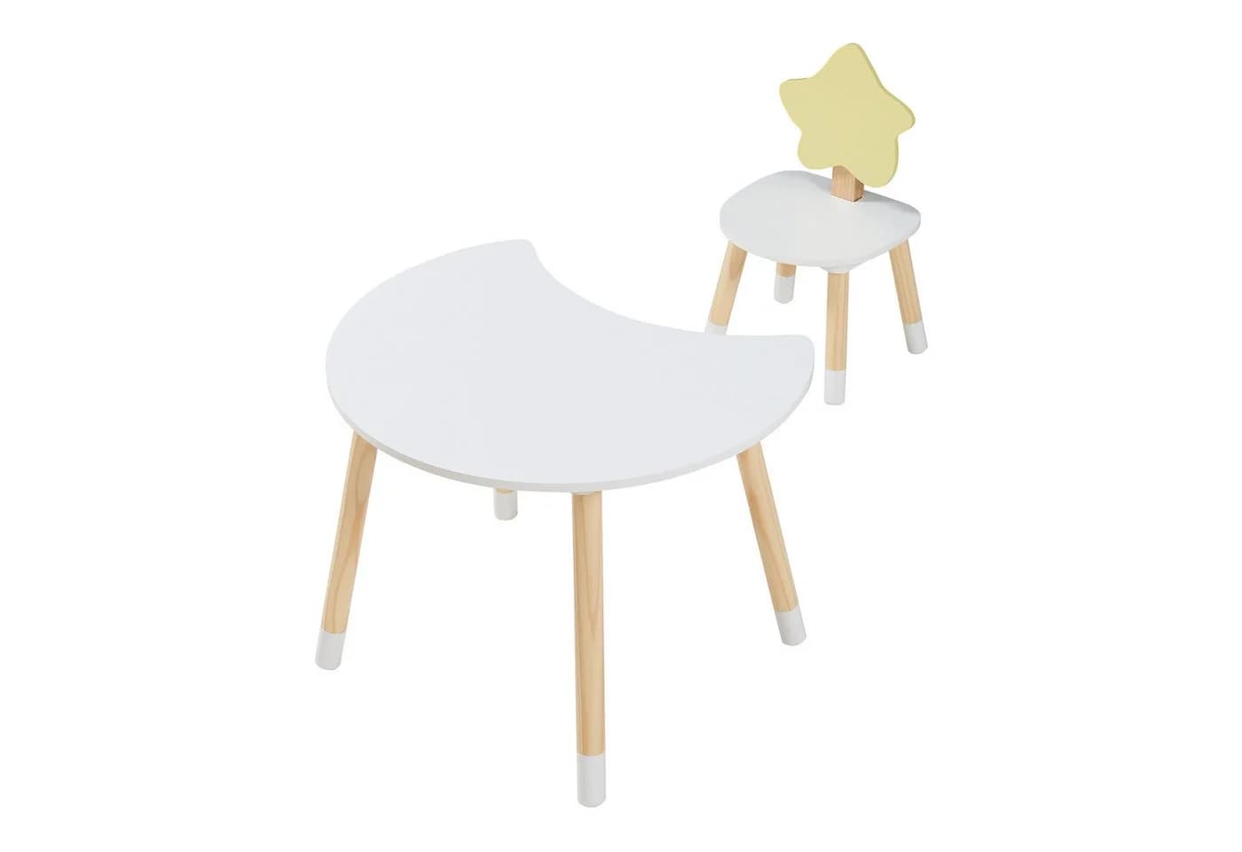 en.casa Kinderschreibtisch-Set mit Stuhl »Lallega« Weiß/Gelb Kiefernholz + MDF - Bild 2