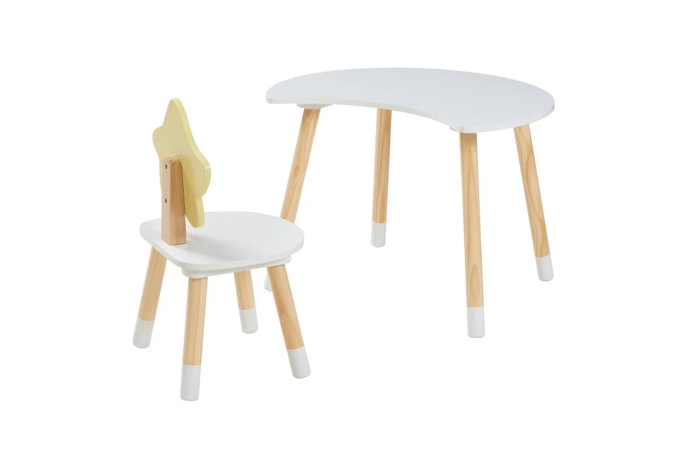 en.casa Kinderschreibtisch-Set mit Stuhl »Lallega« Weiß/Gelb Kiefernholz + MDF - Bild 4