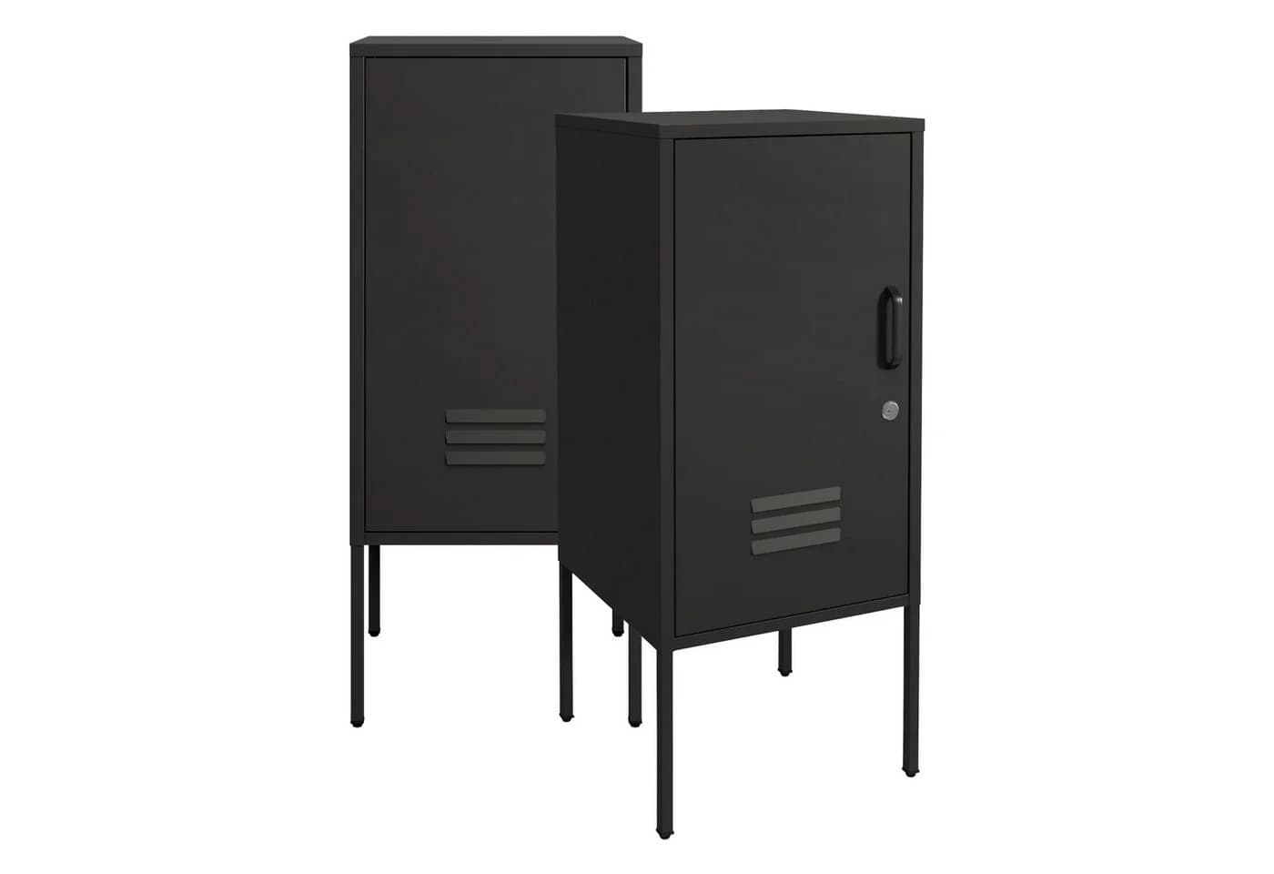 en.casa Nachtschrank 2er Set mit abschließbarer Tür Schwarz - Bild 2