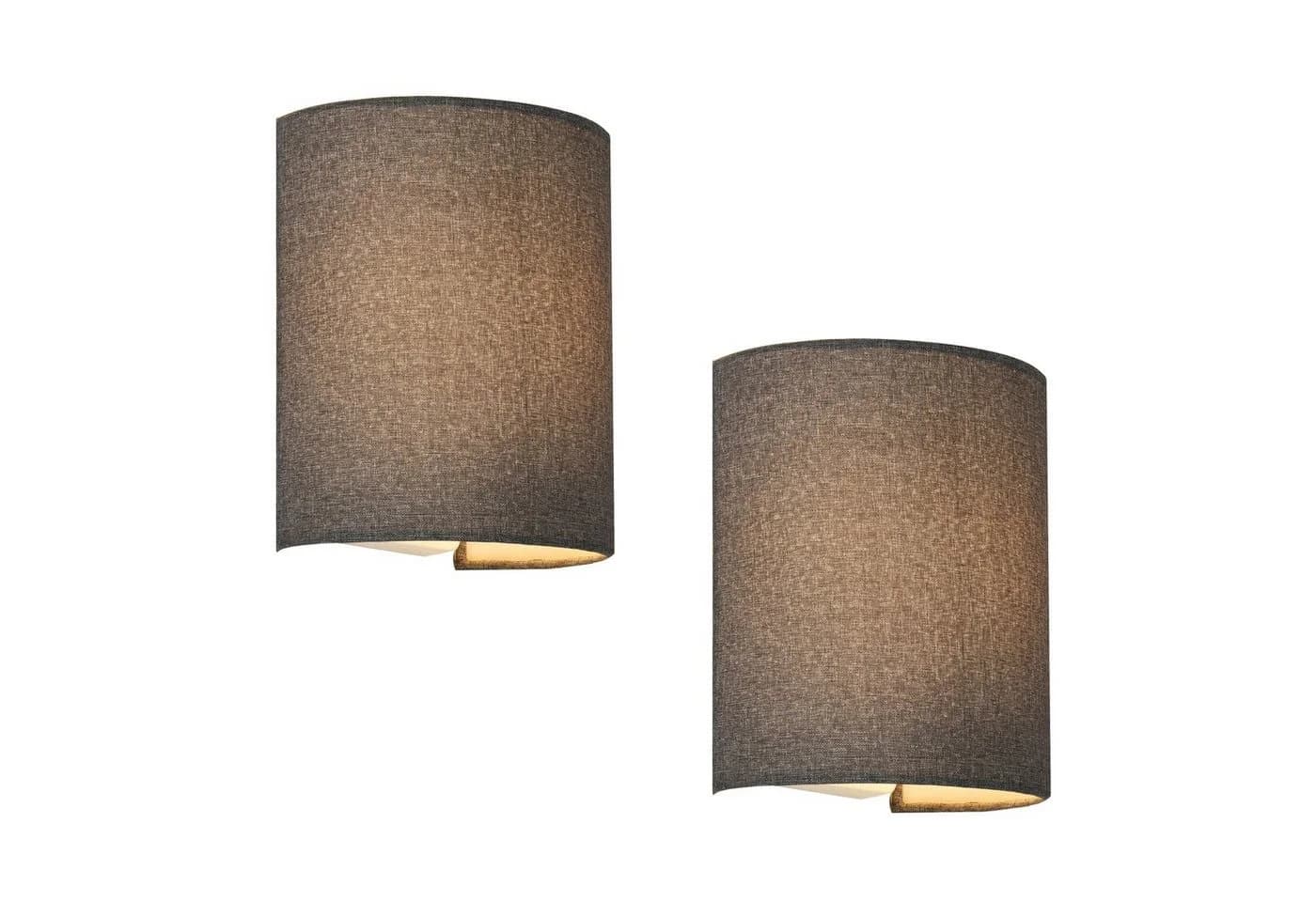 lux.pro Wandleuchte »Brüssel« 2er Set 1xE27 aus Leinen halbrund Grau - Bild 2