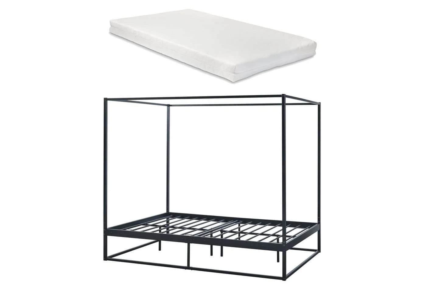 en.casa Himmelbett Kristianstad mit Matratze Metall Schwarz - Bild 2