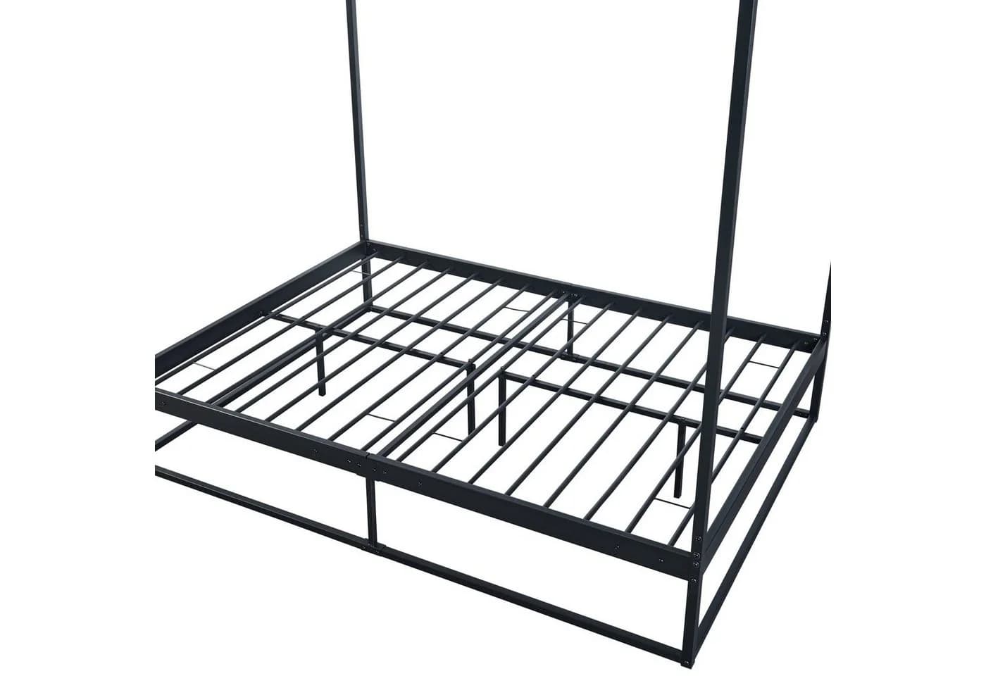 en.casa Himmelbett Kristianstad mit Matratze Metall Schwarz - Bild 5