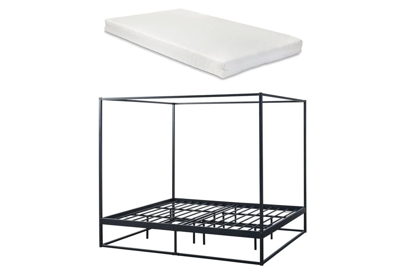 en.casa Himmelbett Kristianstad Schwarz mit Matratze - Bild 2