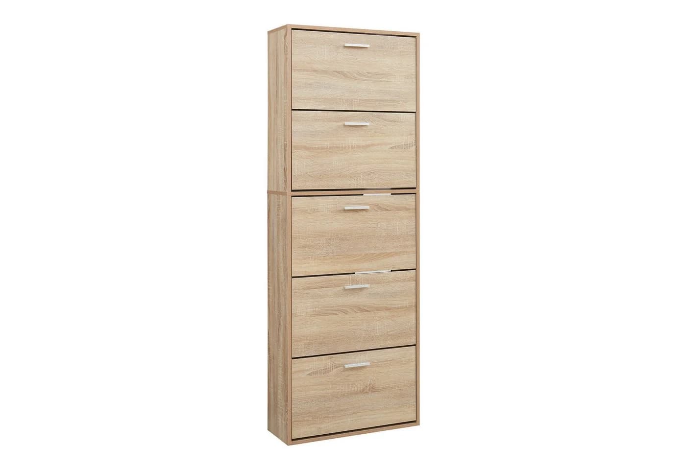 en.casa Schuhschrank Sykkylven Schuhkipper 5 Klappen Sonoma-Eiche - Bild 2