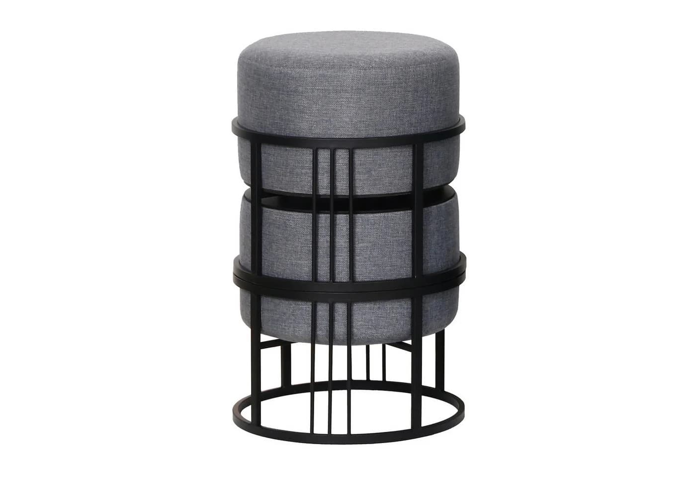 en.casa Sitzhocker 2er Set mit Tischfunktion gepolstert rund Dunkelgrau - Bild 5