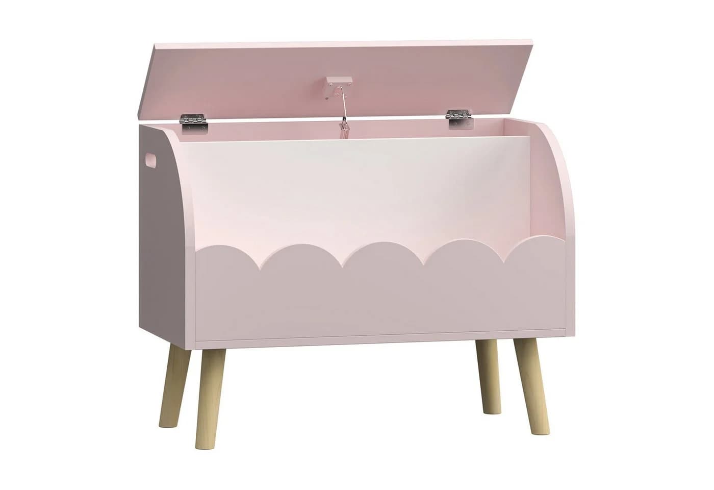 en.casa Spielzeugtruhe Vestnes Rosa Weiß mit Deckel - Bild 2