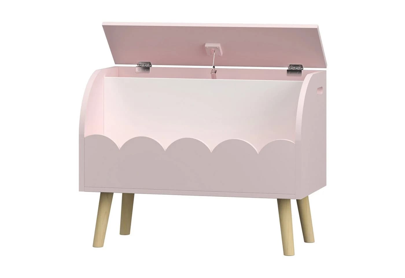 en.casa Spielzeugtruhe Vestnes Rosa Weiß mit Deckel - Bild 4