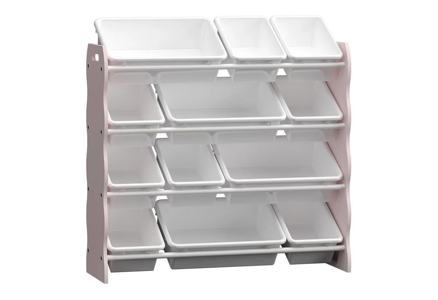 en.casa Kinderregal Vestnes mit 12 Boxen Rosa Weiß - Bild 2