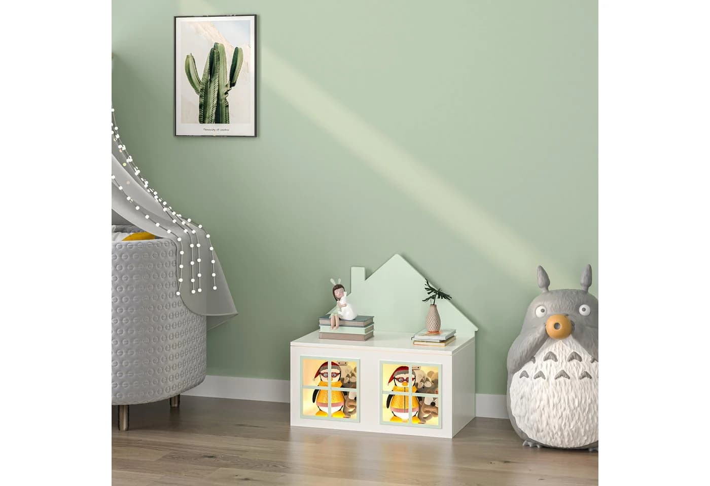 en.casa Spielzeugtruhe Vipsali mit Deckel Mintgrün Weiß - Bild 4