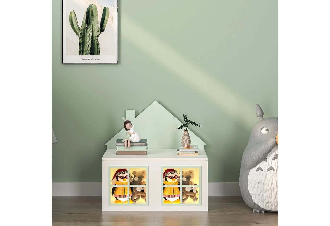 en.casa Spielzeugtruhe Vipsali mit Deckel Mintgrün Weiß - Bild 5