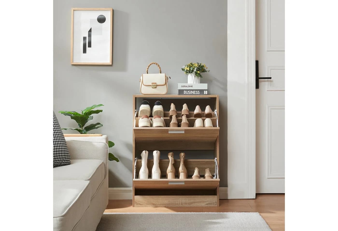 en.casa Schuhschrank Sykkylven Schuhkipper 2 Klappen