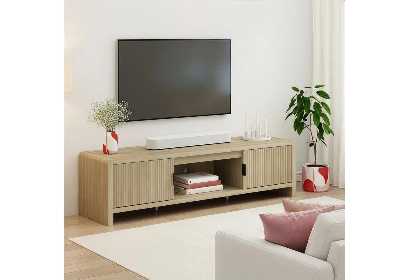 en.casa TV-Schrank »Lukkodso« mit 3 Fächern und 2 Türen