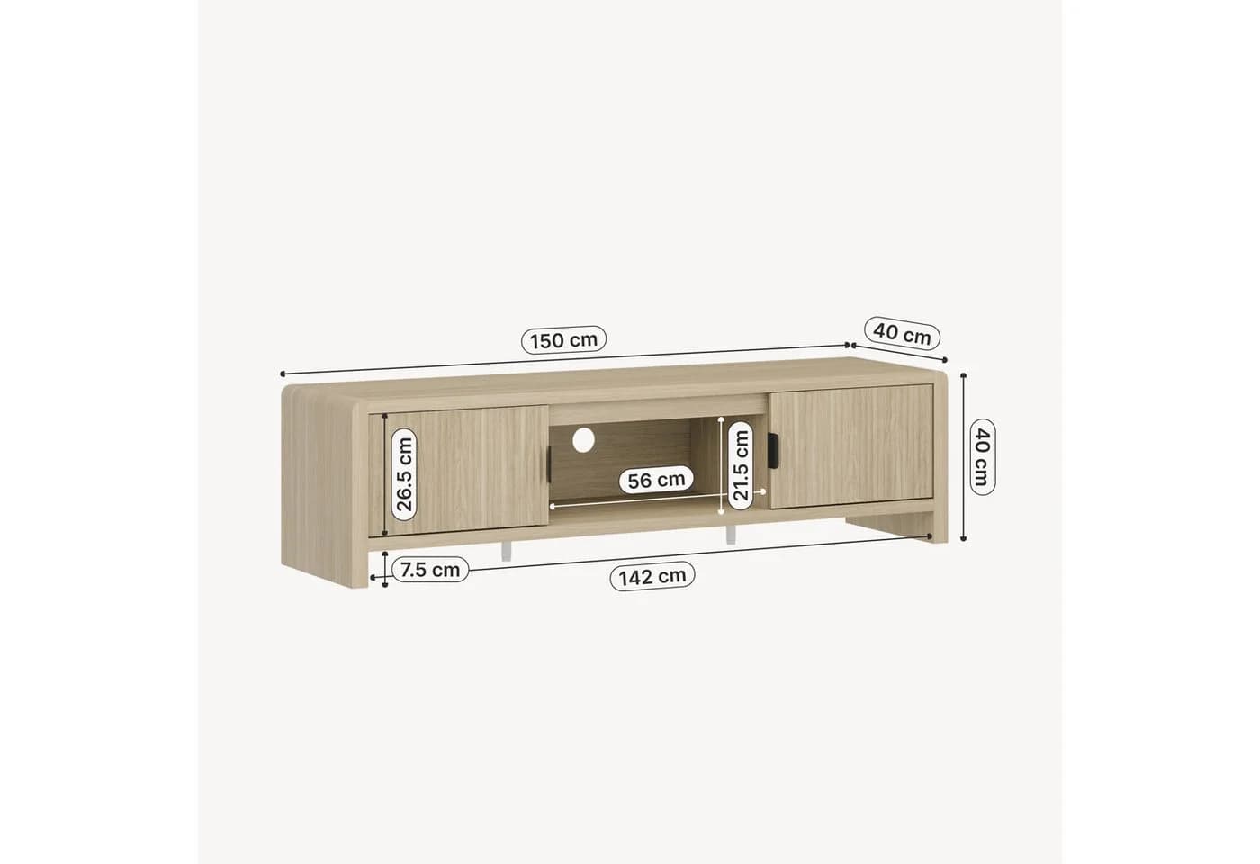 en.casa TV-Schrank »Lukkodso« mit 3 Fächern und 2 Türen - Bild 5