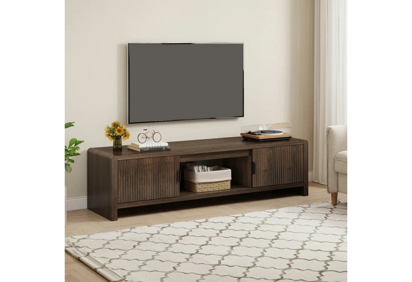 en.casa TV-Schrank »Lukkodso« 3 Fächer 2 Türen Walnussoptik - Bild 2