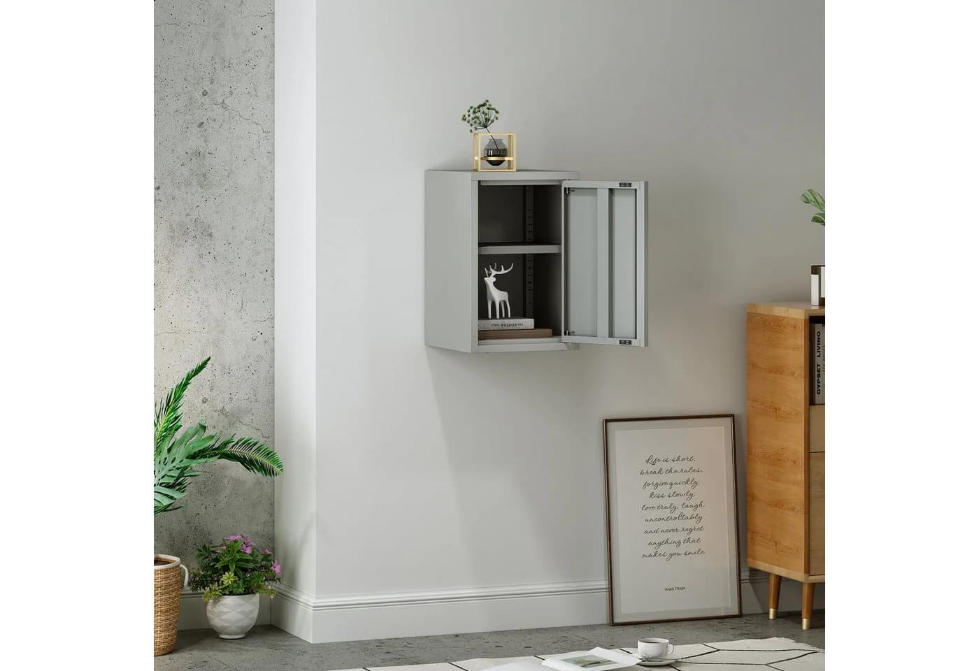 en.casa Hängeschrank Burlöv Stahl Grau - Bild 3