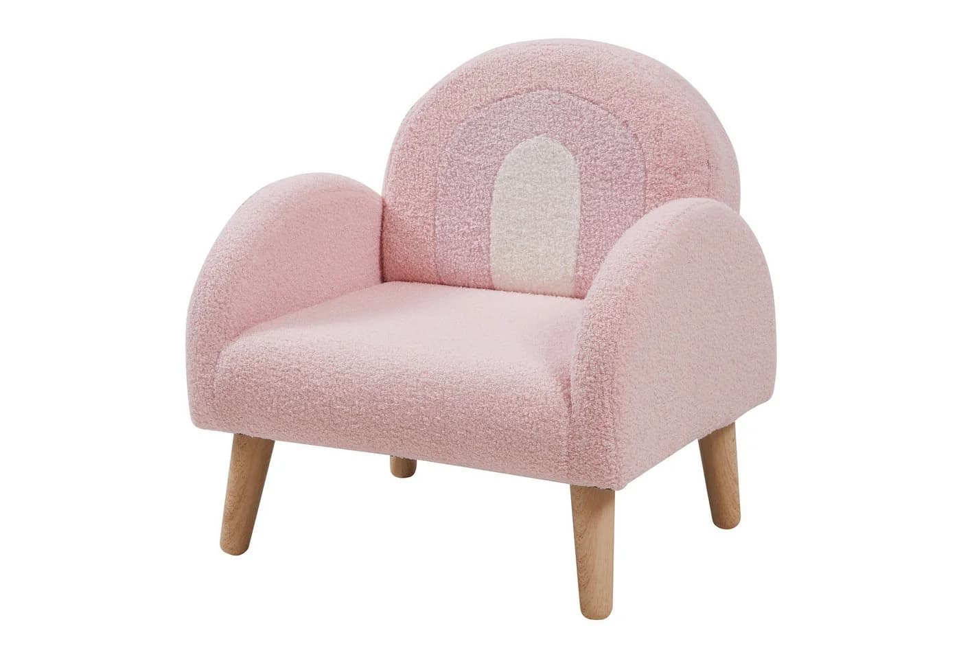 en.casa Kindersessel Sorreindi Rosa Teddystoff - Bild 2