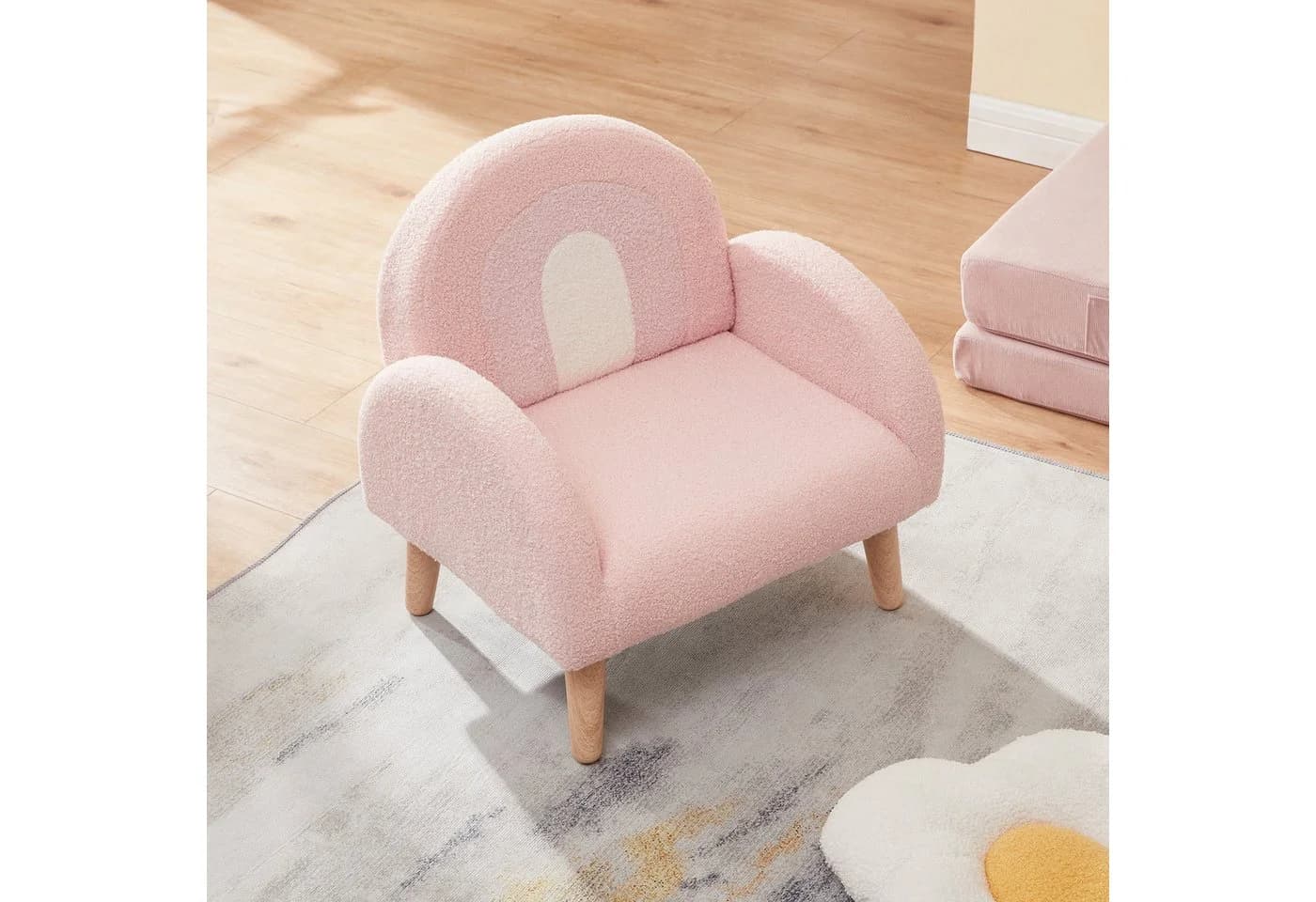 en.casa Kindersessel Sorreindi Rosa Teddystoff - Bild 5