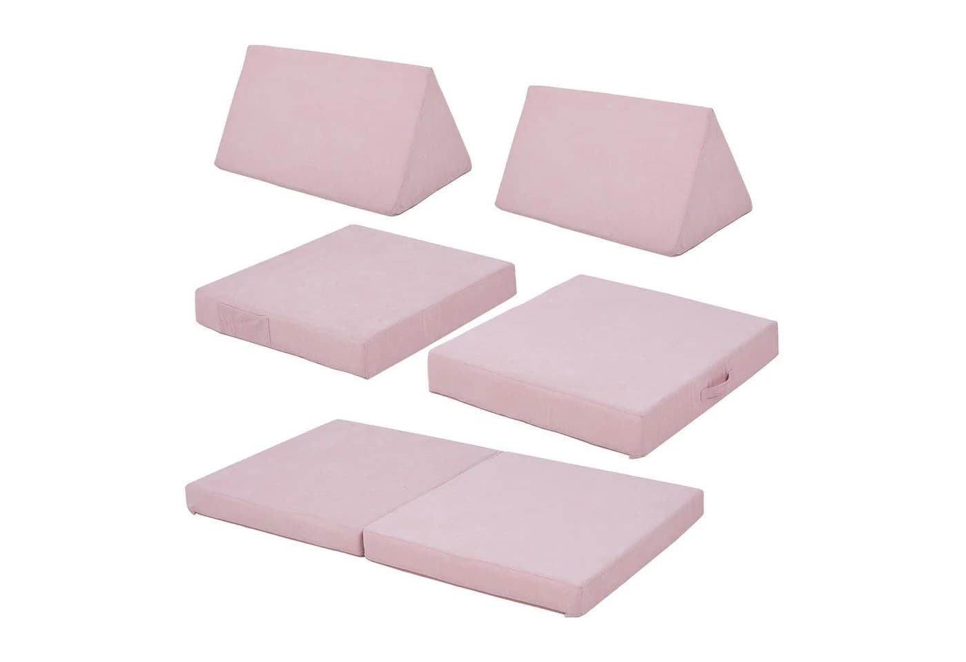 en.casa Spielsofa 5-tlg. Rosa Cord - Bild 4