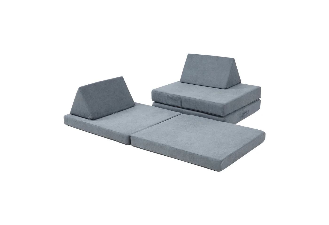 en.casa Kindersofa 5-tlg. Spielsofa Norhulta Cord Grau - Bild 2