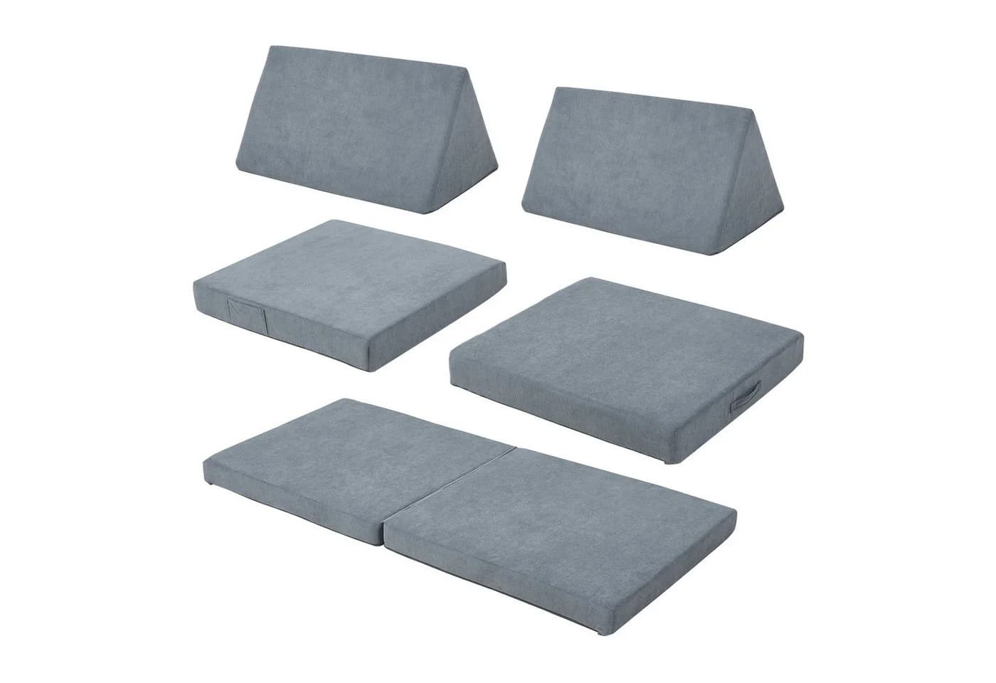en.casa Kindersofa 5-tlg. Spielsofa Norhulta Cord Grau - Bild 4