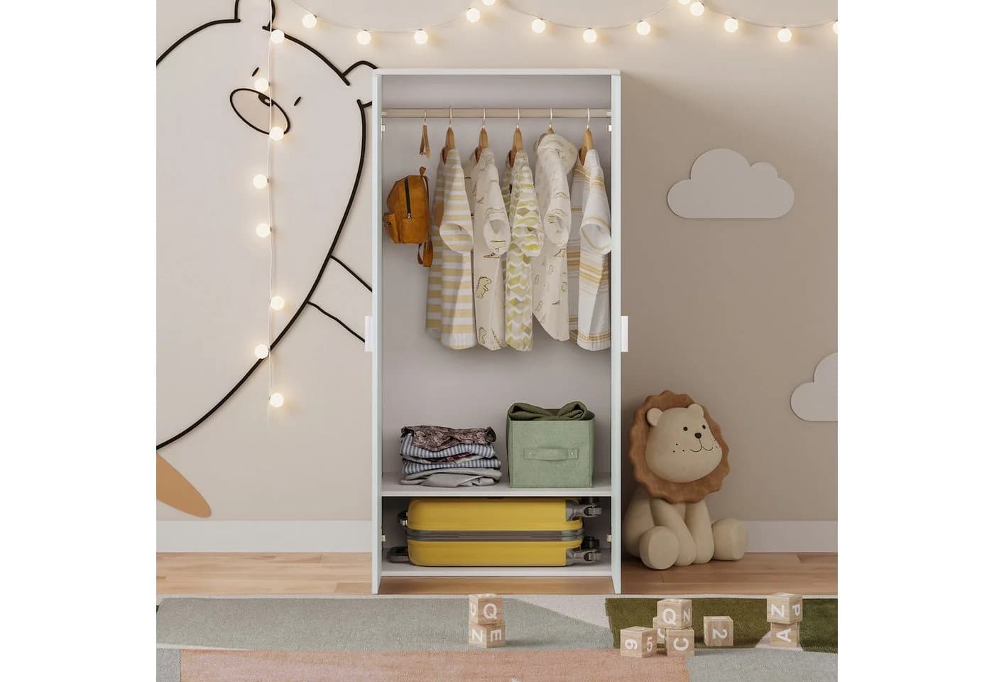 en.casa Kinderkleiderschrank Sandnes Weiß/Mintgrün mit 2 Türen - Bild 4