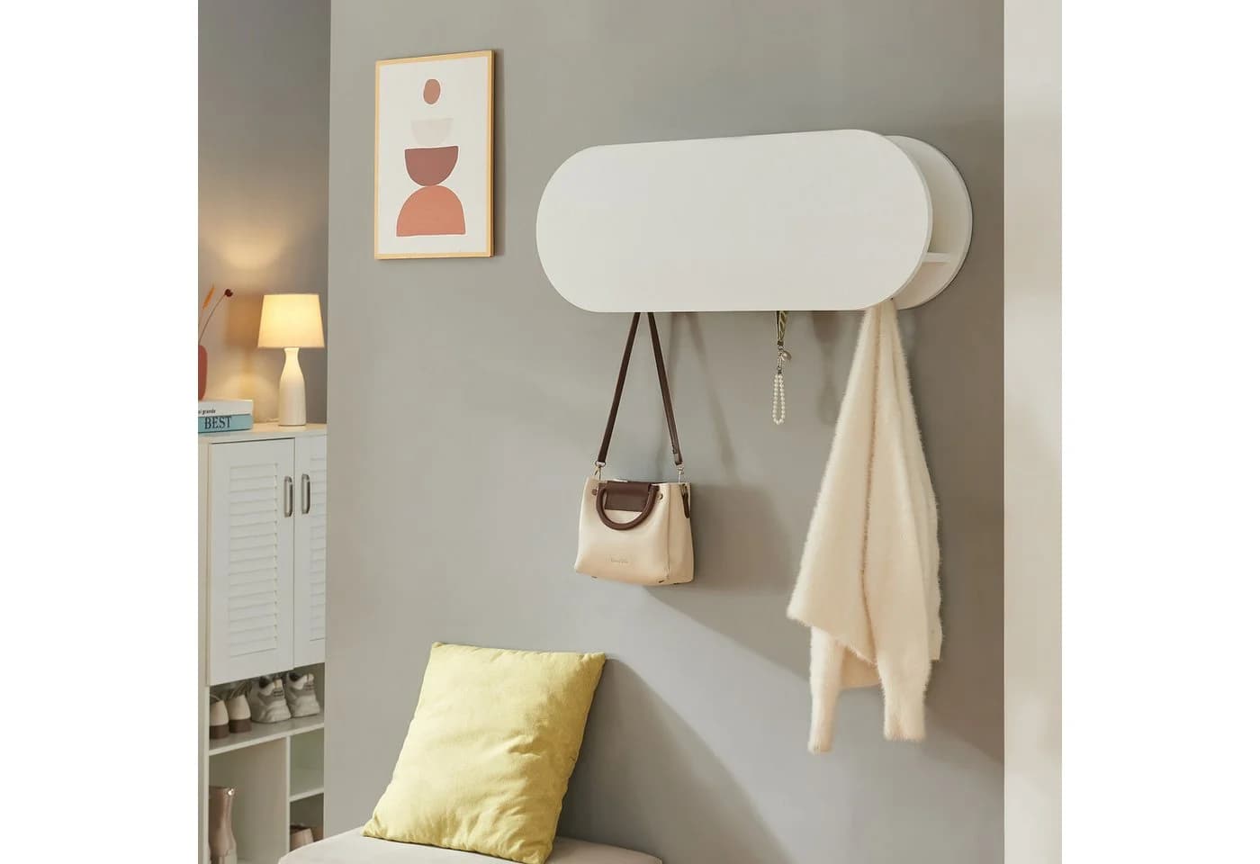 en.casa Wandgarderobe Vilkön 6 Haken Weiß