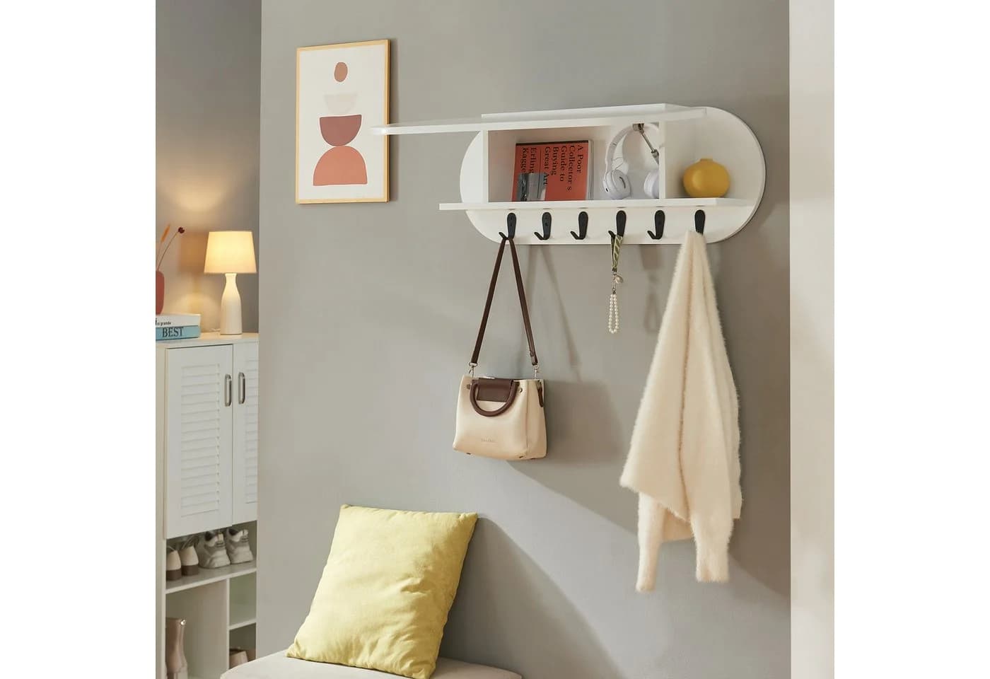 en.casa Wandgarderobe Vilkön 6 Haken Weiß - Bild 2