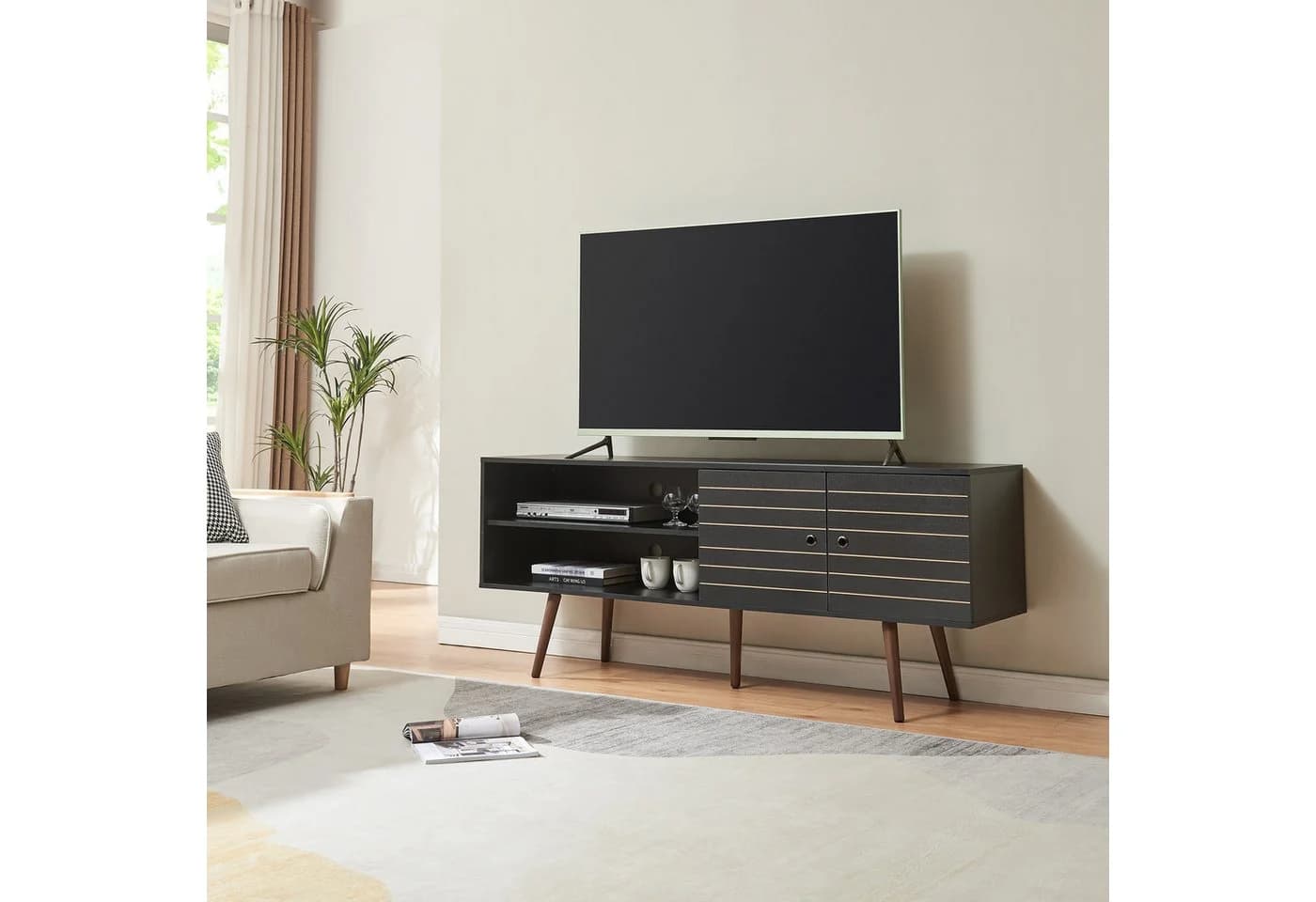 en.casa TV-Schrank Vare Schwarz