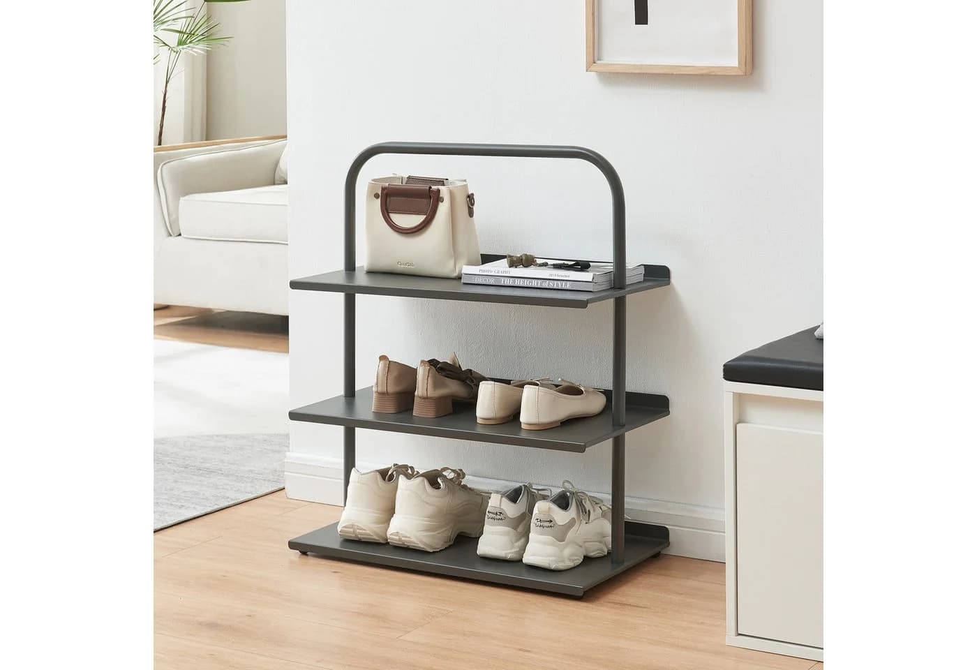en.casa Schuhregal Poyta Anthrazit