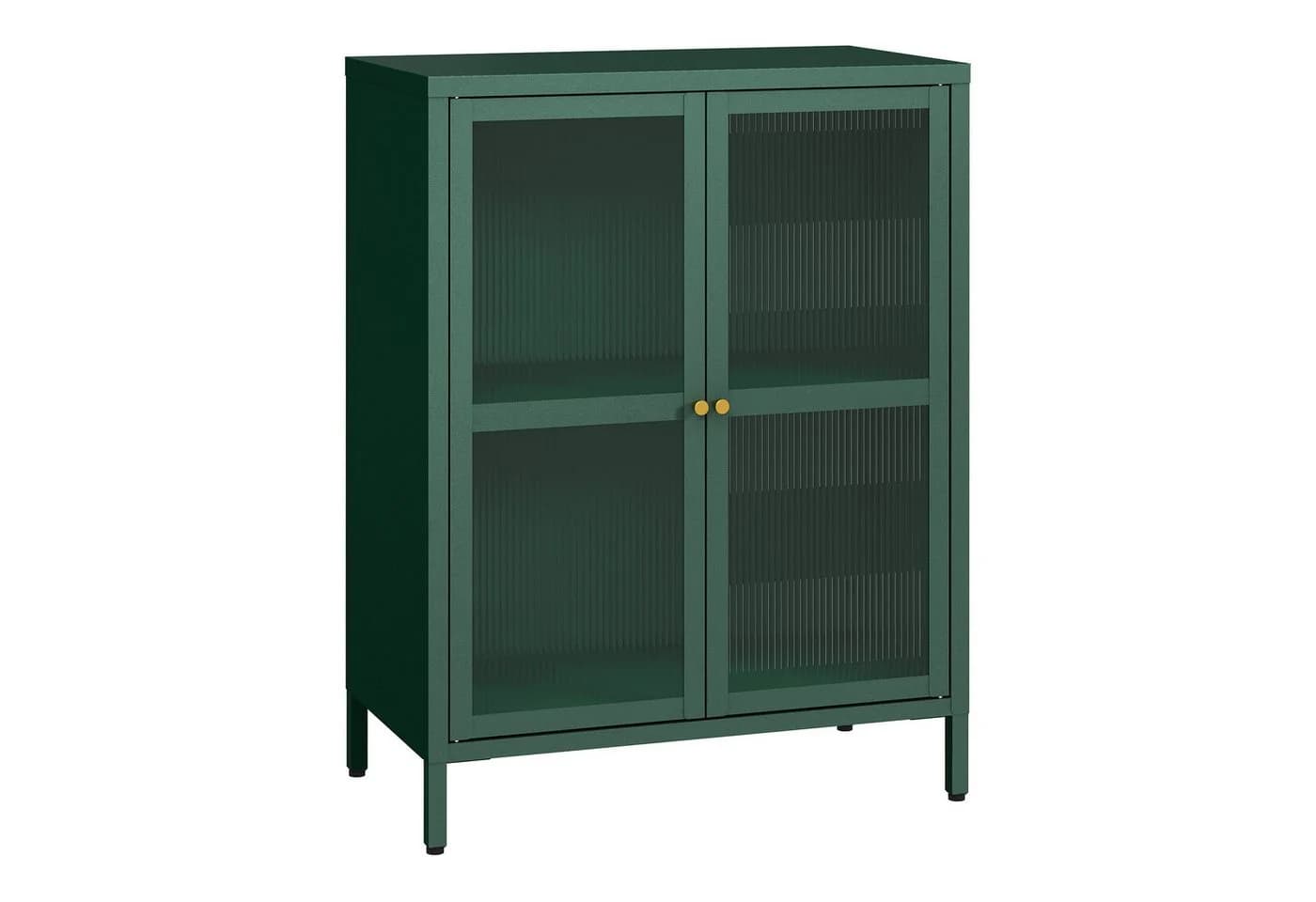 en.casa Sideboard Säkylä Stahl mit Glastüren Tannengrün - Bild 2