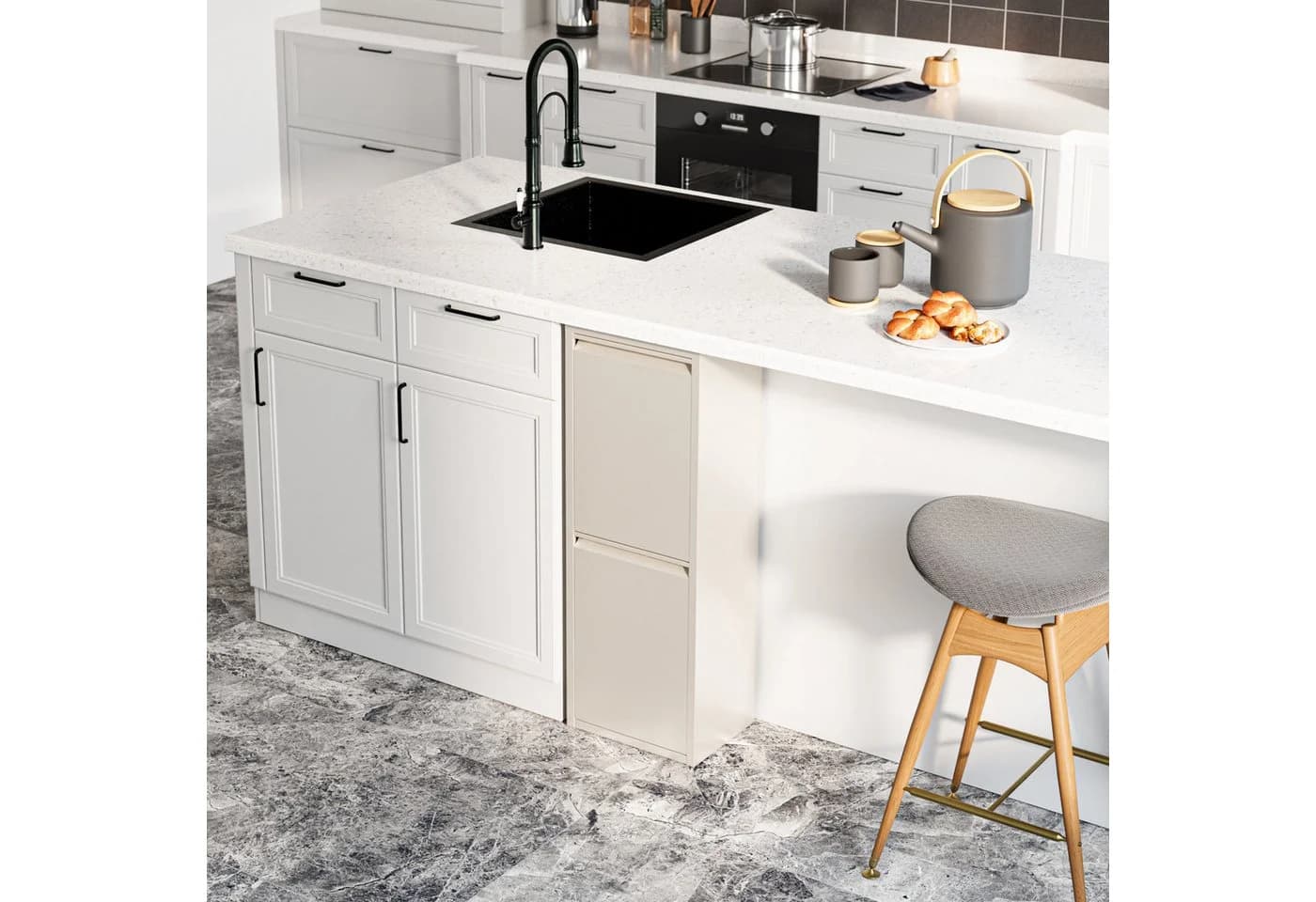 en.casa Mülltrennsystem »Sollentuna« 2 Kippfächer Metall Pfefferweiß - Bild 4