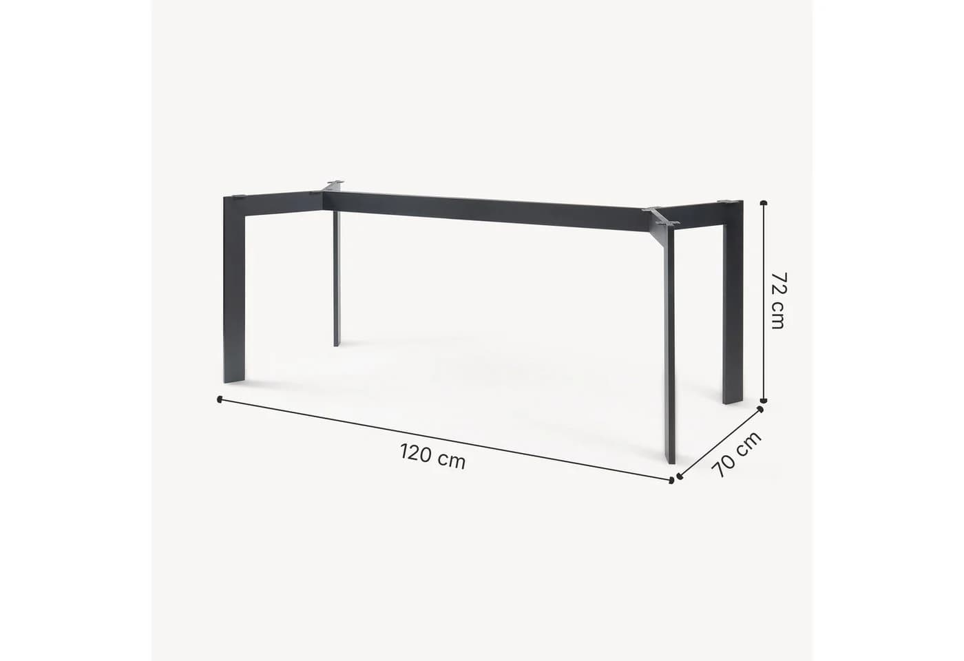 en.casa Tischgestell Stahl höhenverstellbar 120x70x72 cm Schwarz