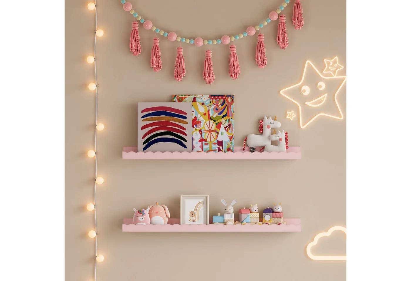en.casa Kinderregal, Set 2-tlg., »Vestnes« Wellendesign Cotton Candy - Bild 3