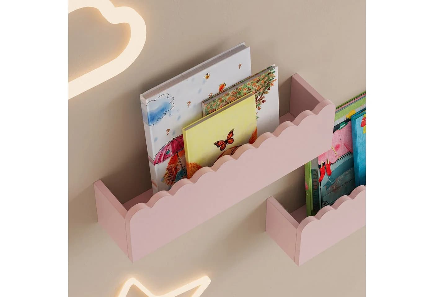 en.casa Kinderregal Set 2-tlg. Vestnes Wellendesign Rosa - Bild 4