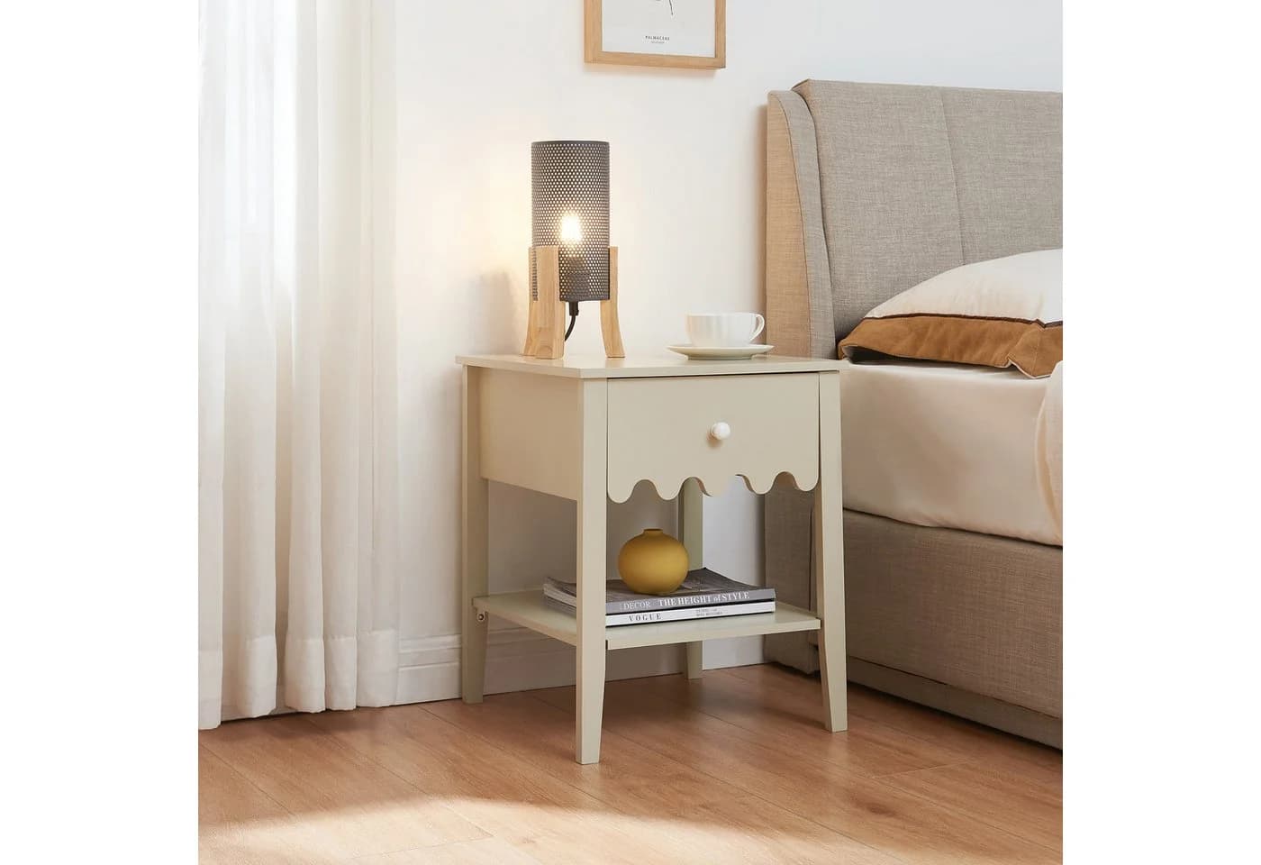 en.casa Nachttisch Luspoo Cremeweiß mit Schublade - Bild 2