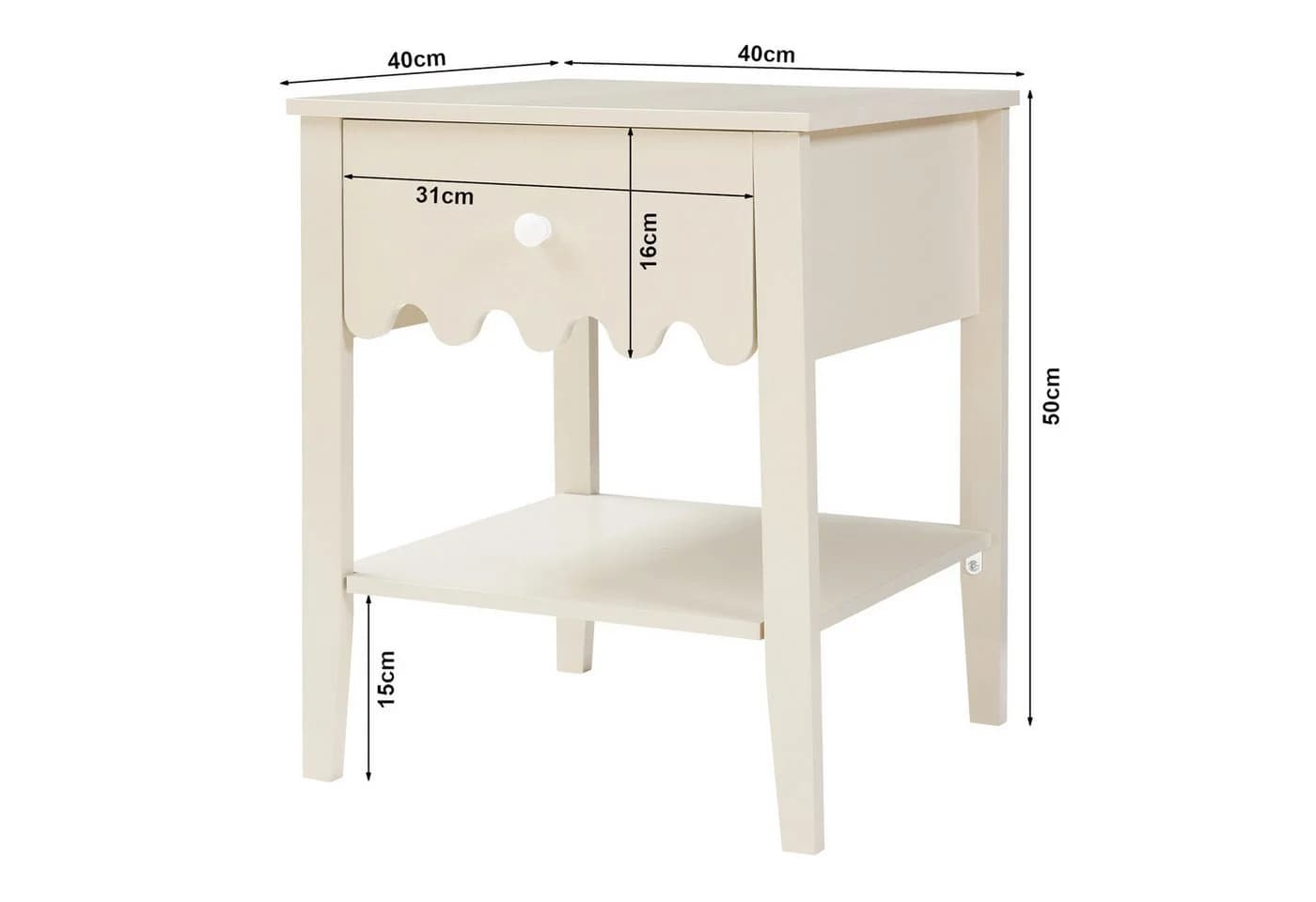 en.casa Nachttisch Luspoo Cremeweiß mit Schublade - Bild 4