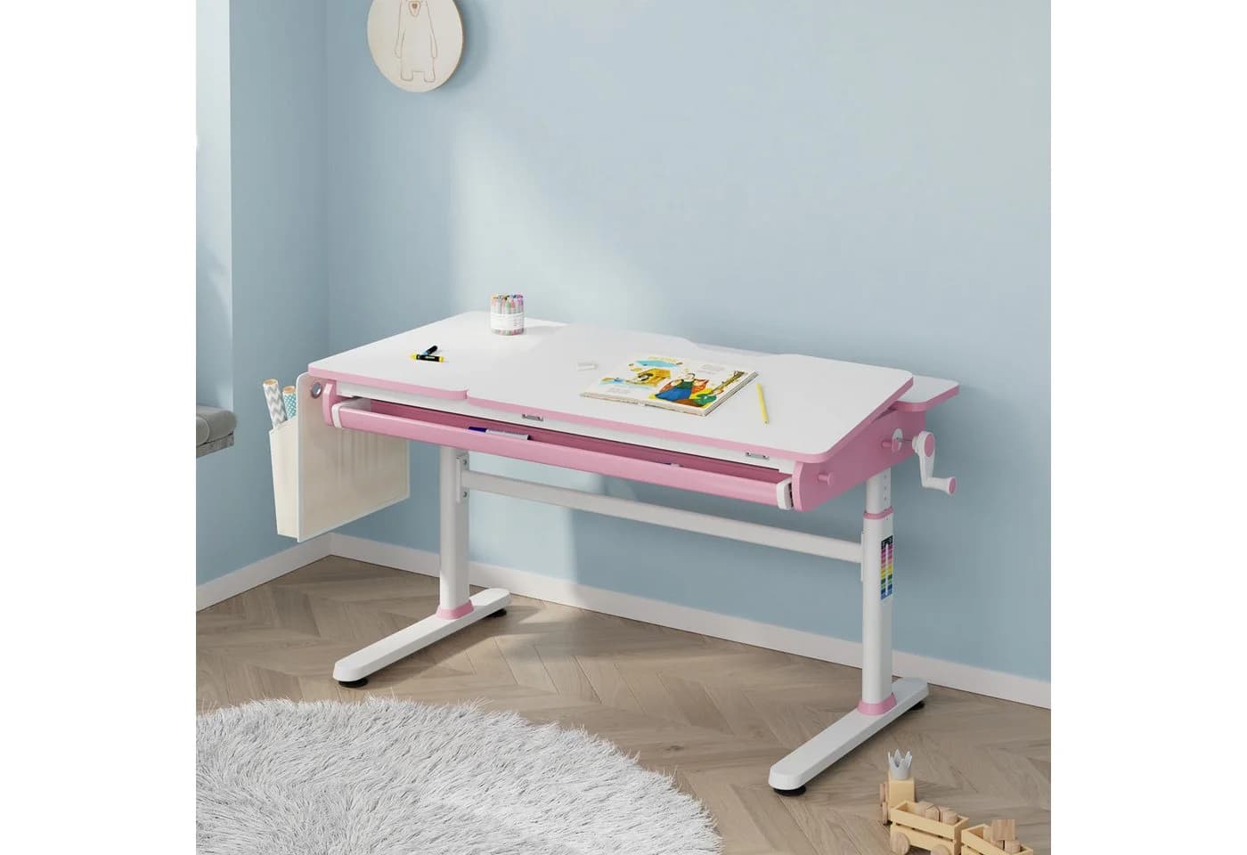 en.casa Kinderschreibtisch Kuosa Höhenverstellbar Pink - Bild 2