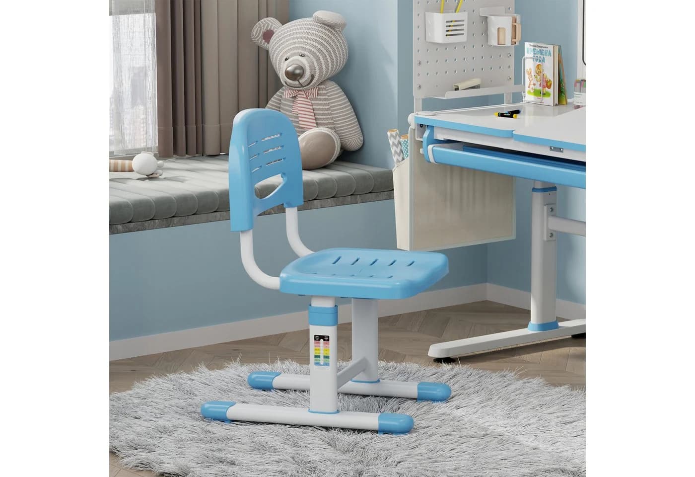 en.casa Kinderstuhl Sauda höhenverstellbar Himmelblau/Weiß - Bild 2