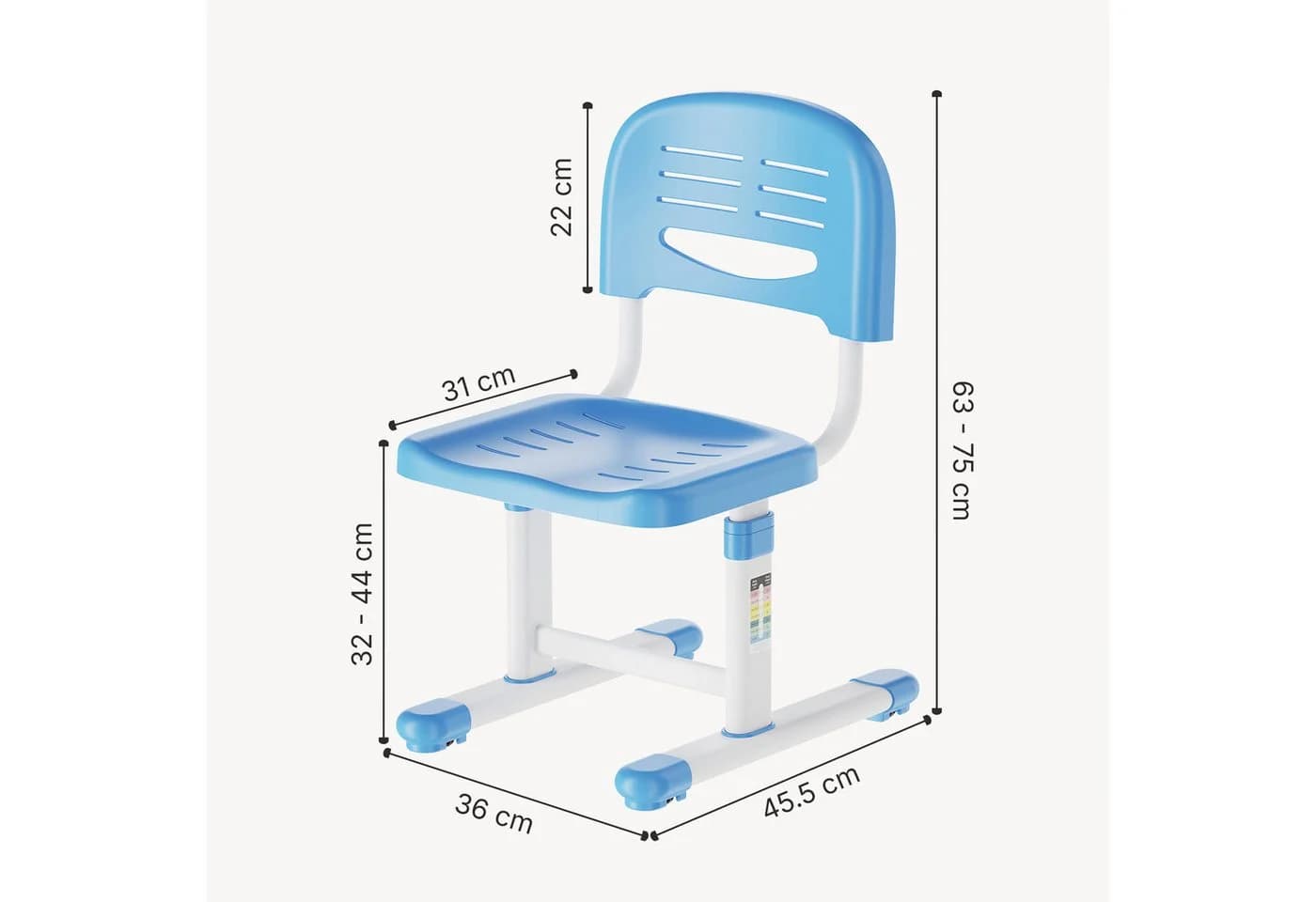 en.casa Kinderstuhl Sauda höhenverstellbar Himmelblau/Weiß - Bild 3