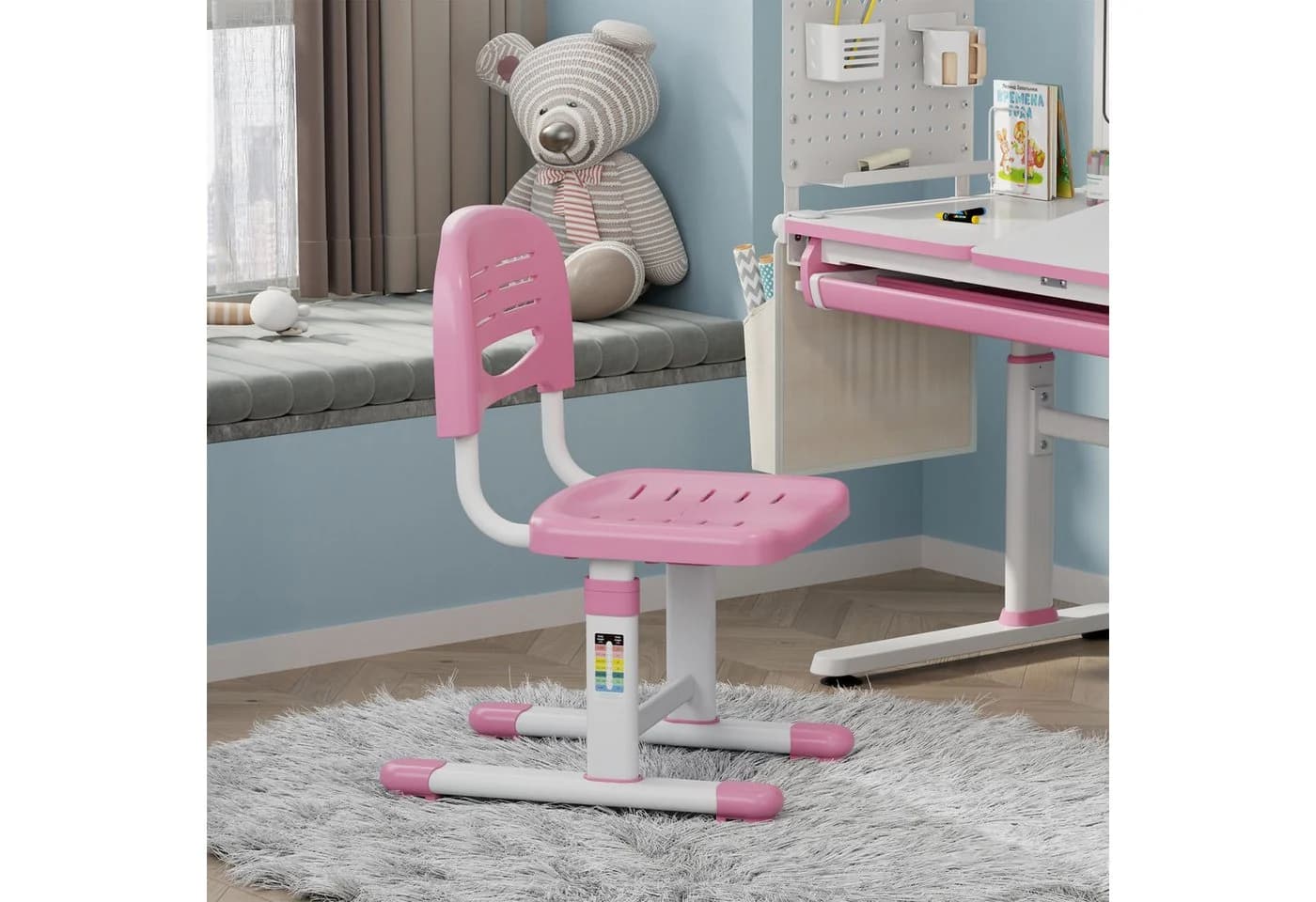 en.casa Kinderstuhl Sauda Höhenverstellbar Pink/Weiß - Bild 2