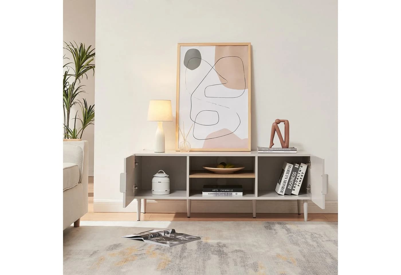 en.casa TV-Schrank Starvili Beige