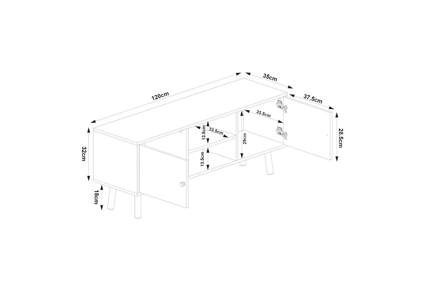 en.casa TV-Schrank »Reyljand« Weiß/Teak - Bild 4