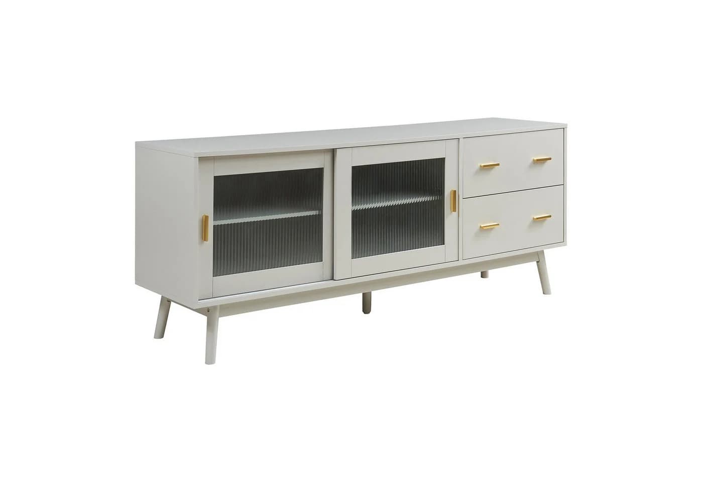 en.casa TV-Schrank Susa Beige mit Glasfront - Bild 3