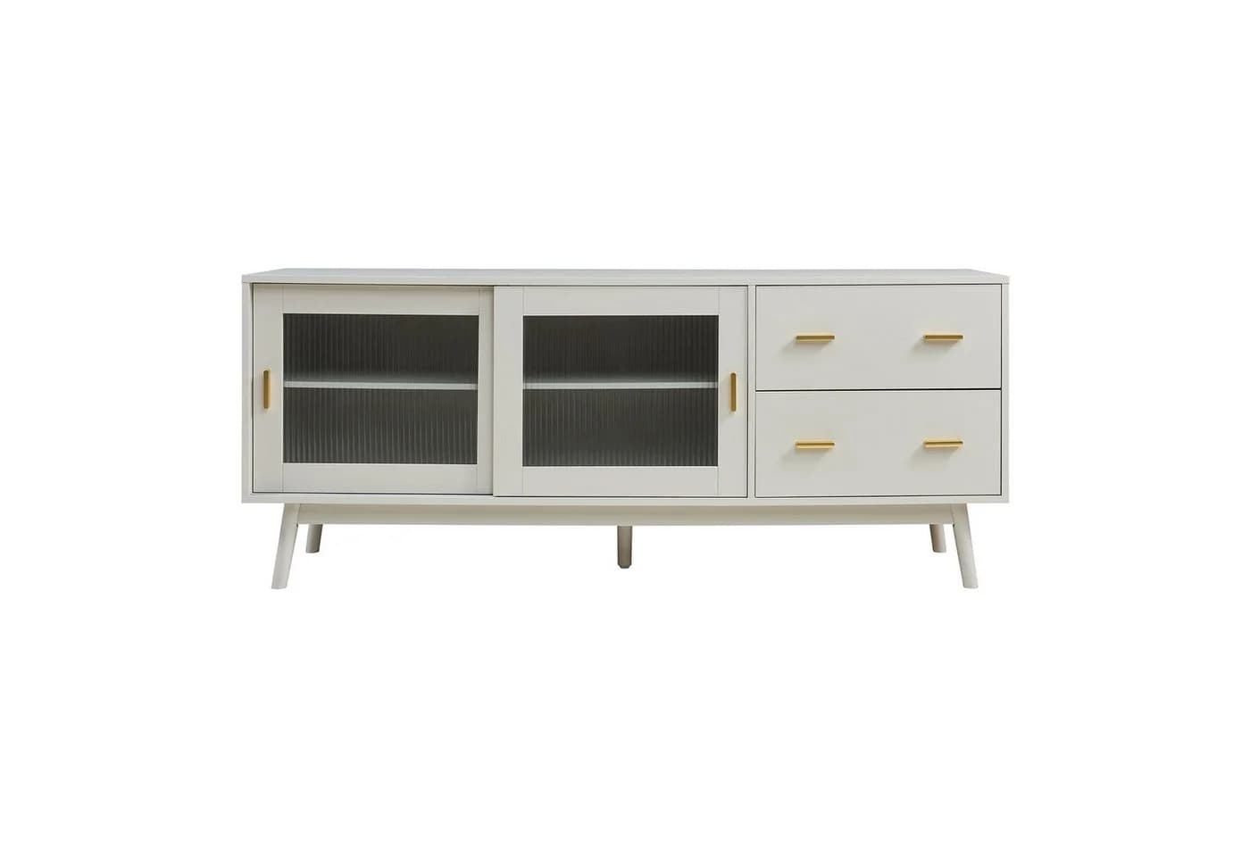 en.casa TV-Schrank Susa Beige mit Glasfront - Bild 5