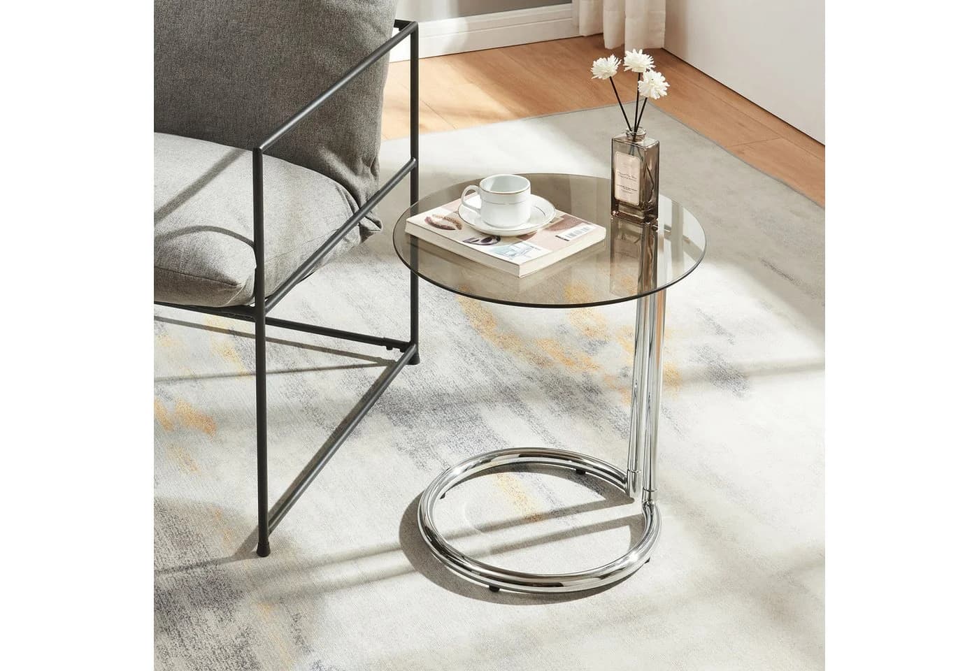 en.casa Beistelltisch Ylivieska Glasplatte Chrom Bronzeglas - Bild 2