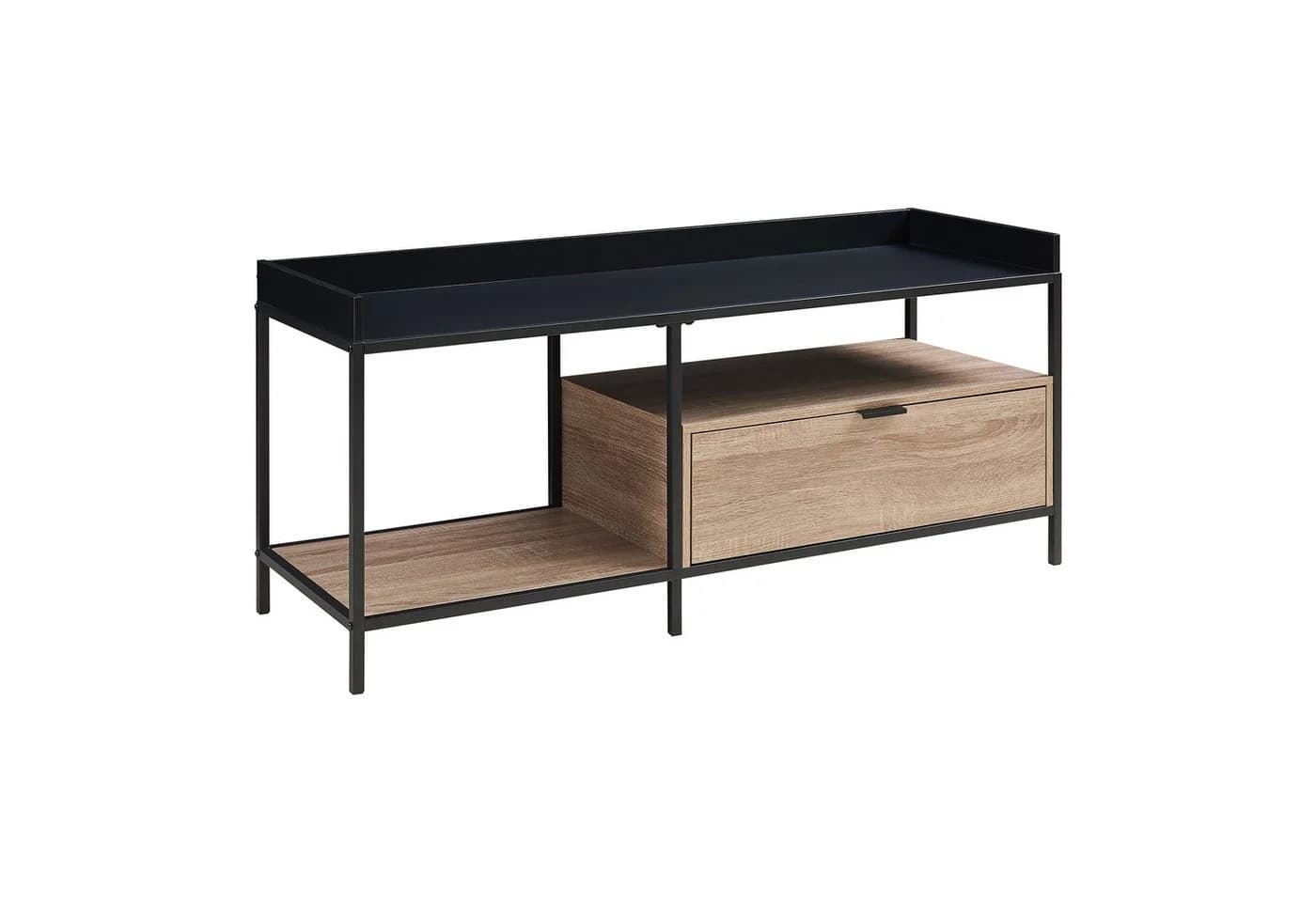 en.casa TV-Schrank Belana 120x40x54 cm mit Schublade Metallgestell Schwarz - Bild 2