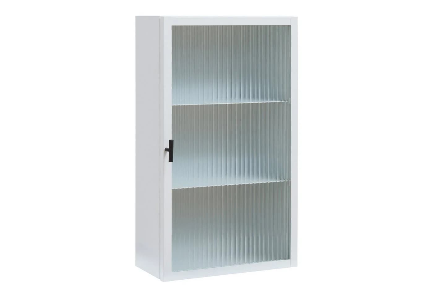 en.casa Hängeschrank Zundert 60 x 35 x 15 cm mit geriffelter Glastür Stahl Weiß - Bild 2
