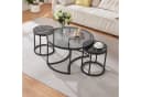 en.casa Couchtisch-Set 3-tlg. Kokkola Rauchglas/Marmoroptik Schwarz Bild 1